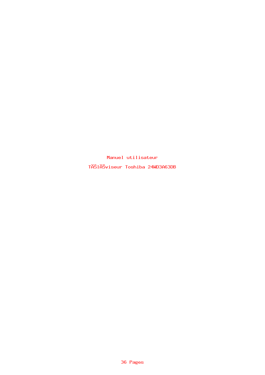 Page 1 de la notice Manuel utilisateur Toshiba 24WD3A63DB
