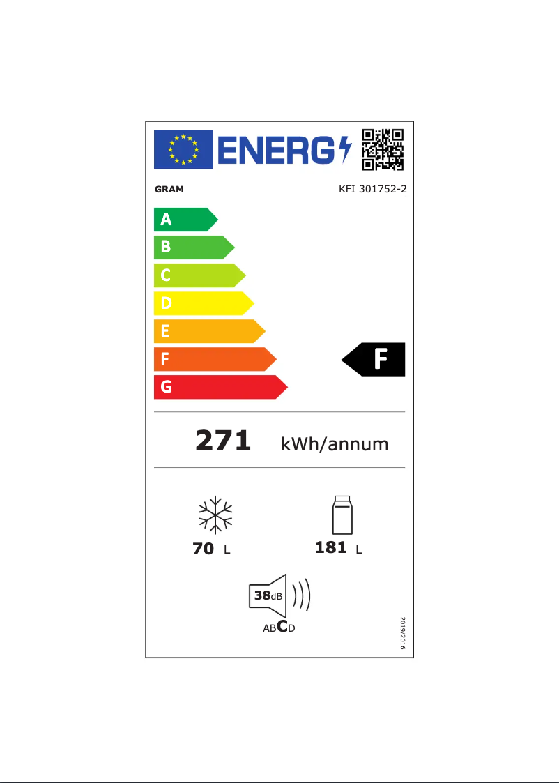 Page 1 de la notice Label énergétique Gram KFI 301752-2