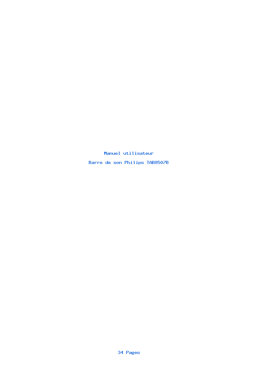 Page 1 de la notice Manuel utilisateur Philips TAB8507B