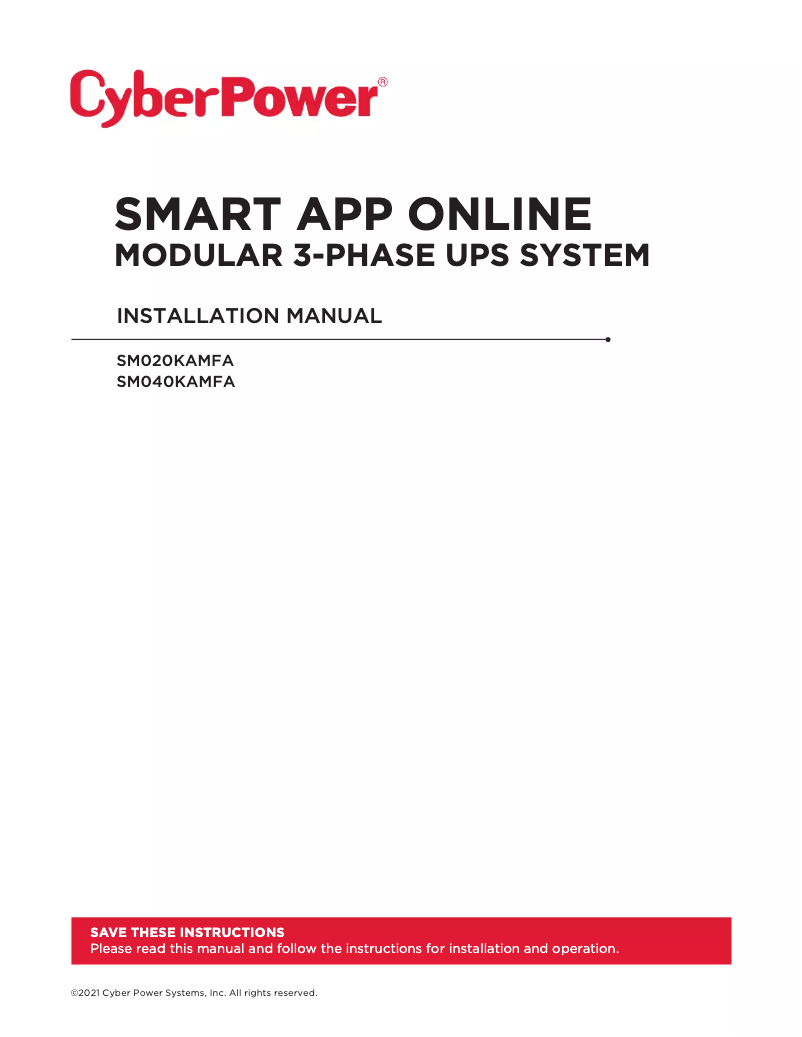 Page 1 de la notice Manuel utilisateur CyberPower SM040KAMFA