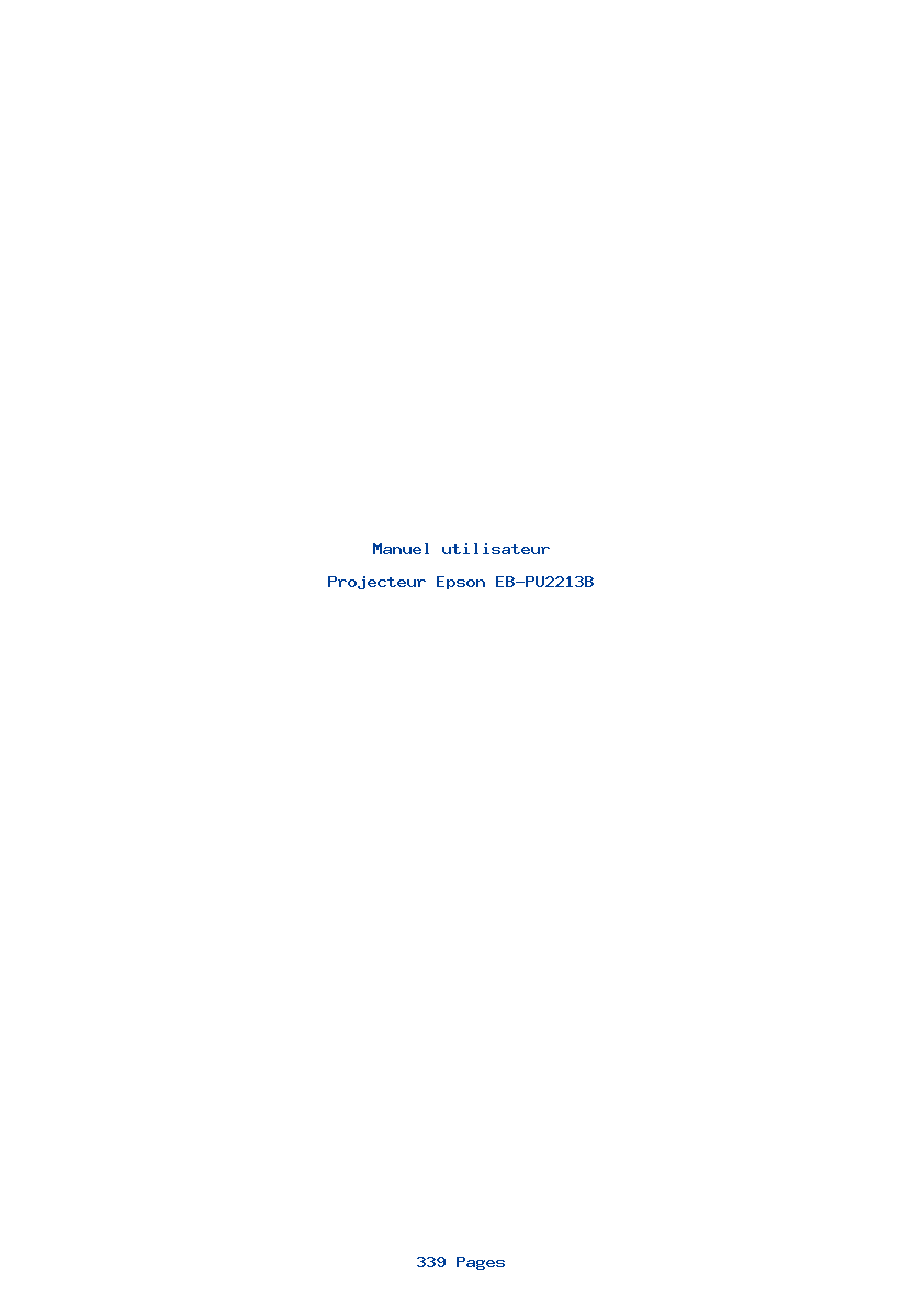 Page 1 de la notice Manuel utilisateur Epson EB-PU2213B