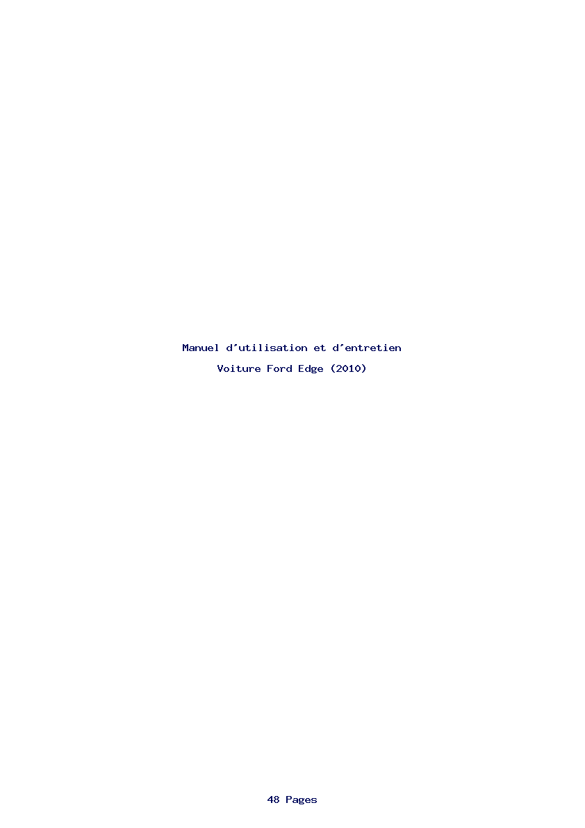 Page 1 de la notice Manuel d'utilisation et d'entretien Ford Edge (2010)