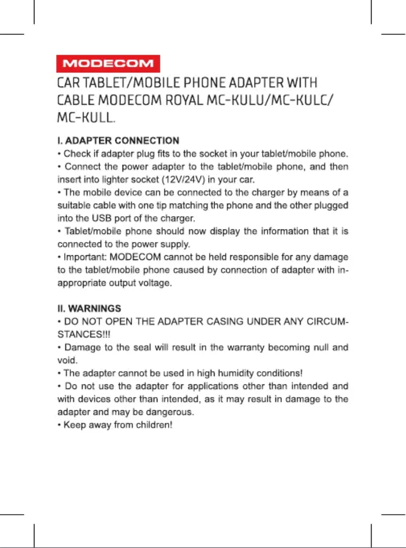 Página 1 del manual Manual de usuario ModeCom ROYAL MC-KULU-01