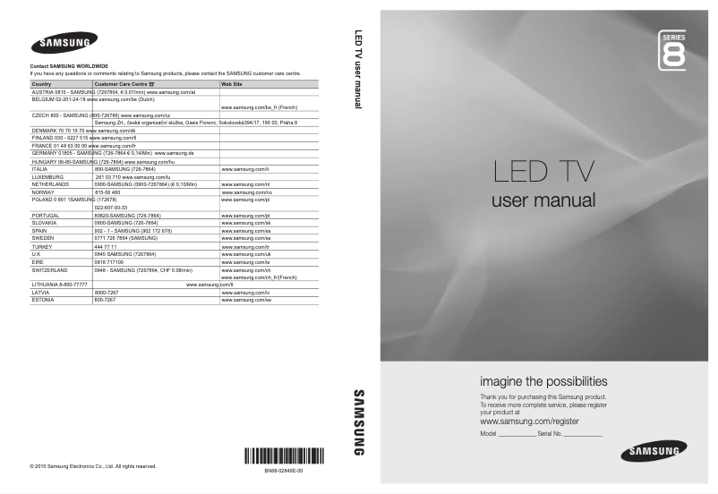 Page n°1 - Manuel utilisateur Samsung UE32C8000XK