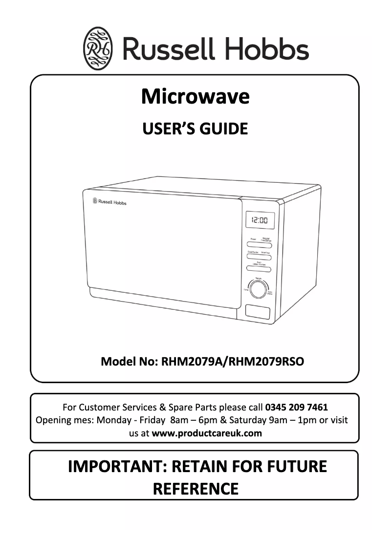 Page 1 de la notice Manuel utilisateur Russell Hobbs RHM2079RSO