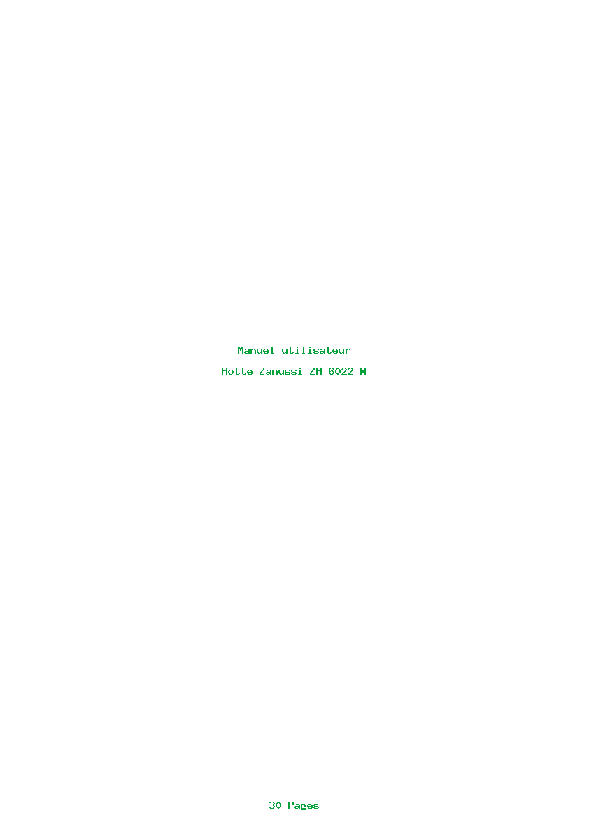 Page 1 de la notice Manuel utilisateur Zanussi ZH 6022 W