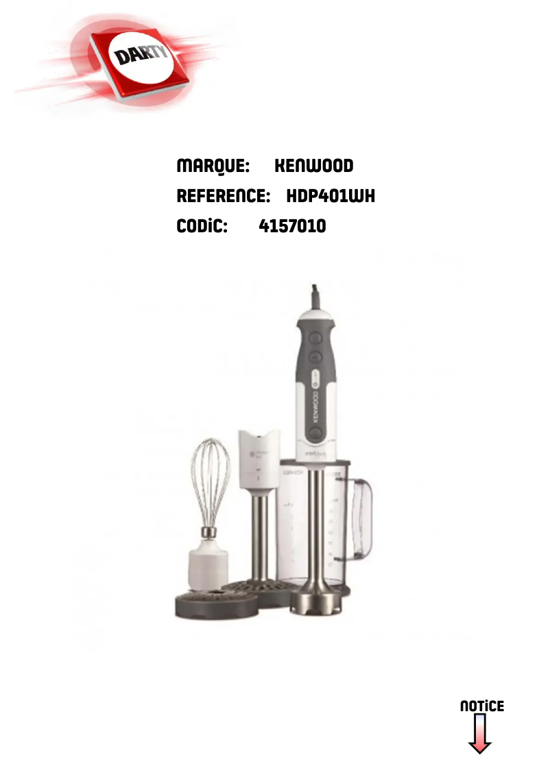 Page 1 de la notice Manuel utilisateur Kenwood HDP401WH