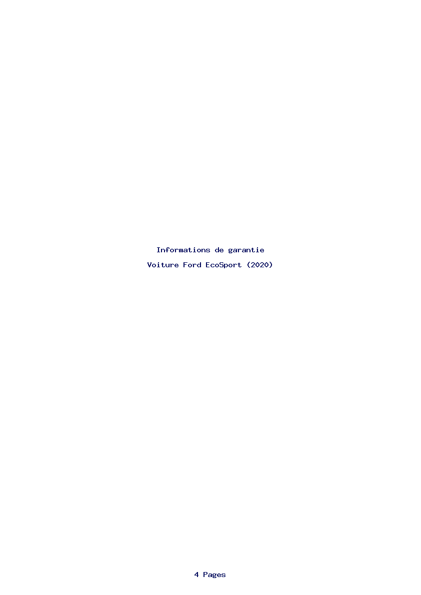 Page 1 de la notice Informations de garantie Ford EcoSport (2020)