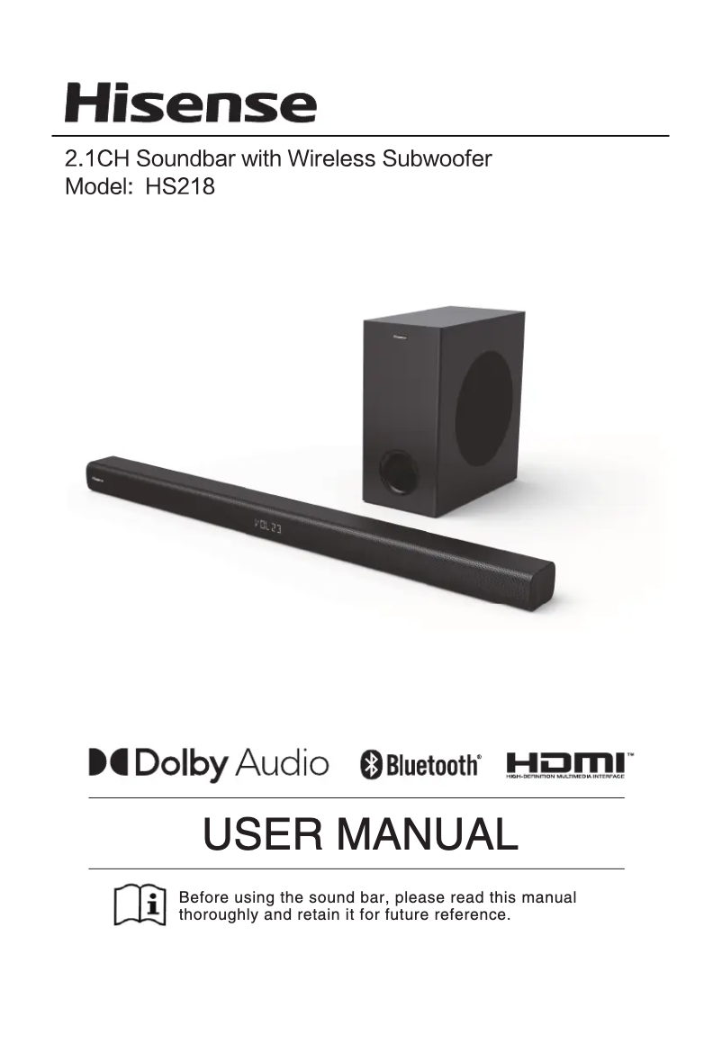 Page 1 de la notice Manuel utilisateur Hisense HS218