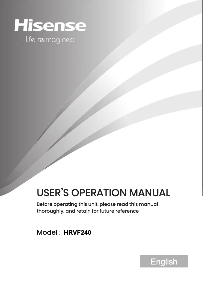 Page 1 de la notice Manuel utilisateur Hisense HRVF240