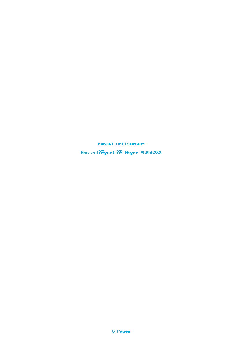 Page 1 de la notice Manuel utilisateur Hager 85655288
