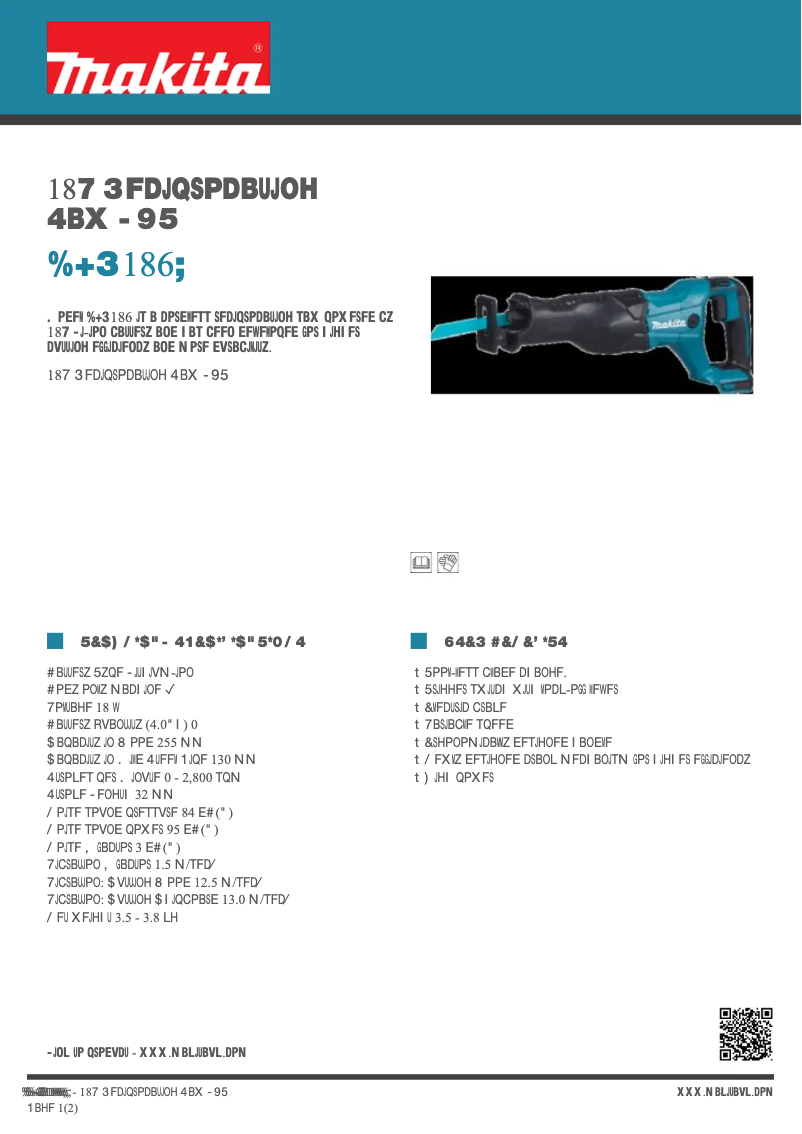 Página 1 del manual Ficha técnica Makita DJR186Z