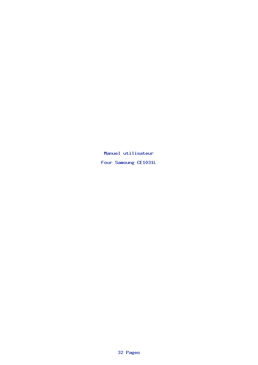 Page 1 de la notice Manuel utilisateur Samsung CE1031L