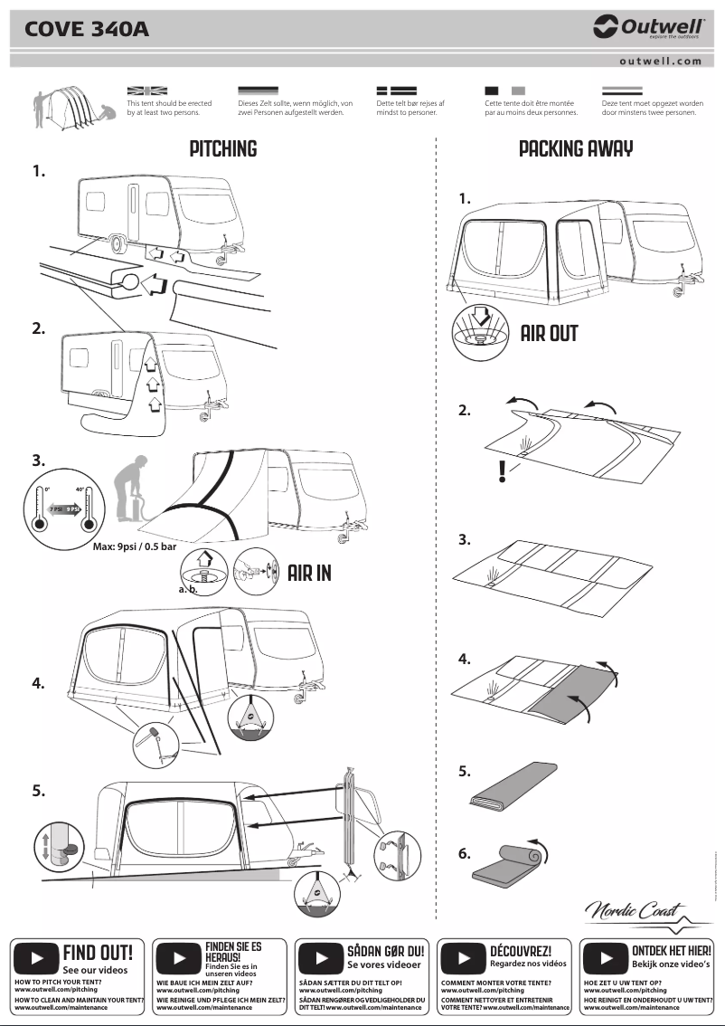Page 1 de la notice Manuel utilisateur Outwell Cove 340A