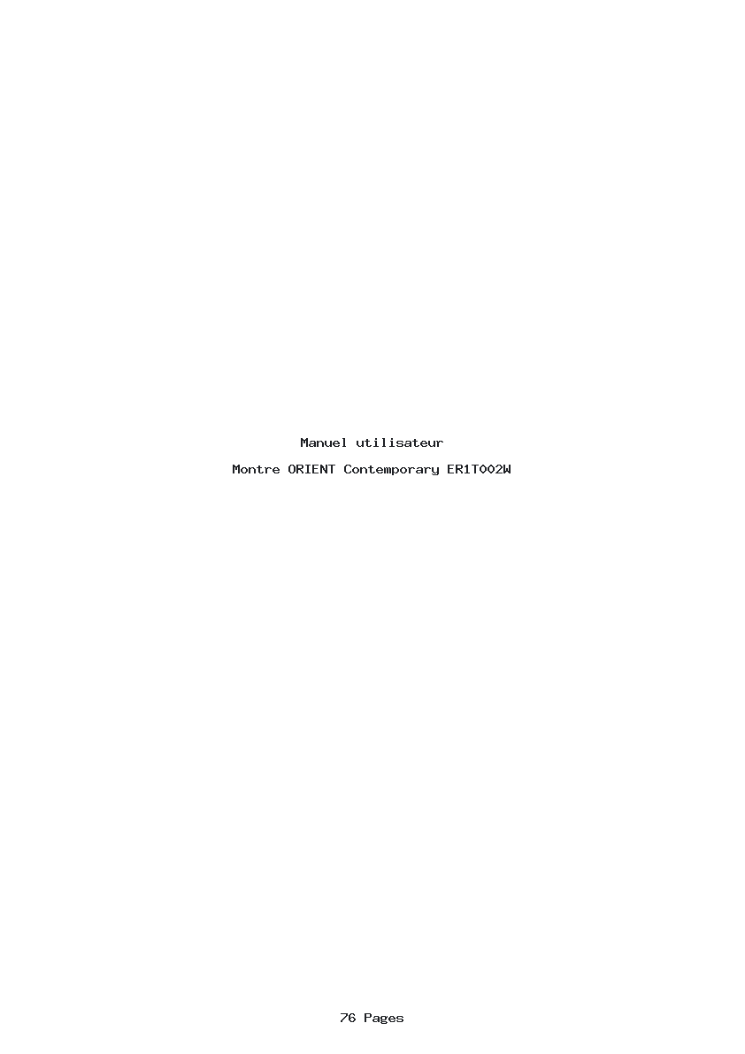 Page 1 de la notice Manuel utilisateur ORIENT Contemporary ER1T002W