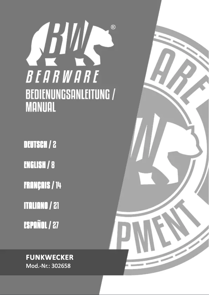 Page 1 de la notice Manuel utilisateur Bearware 302658