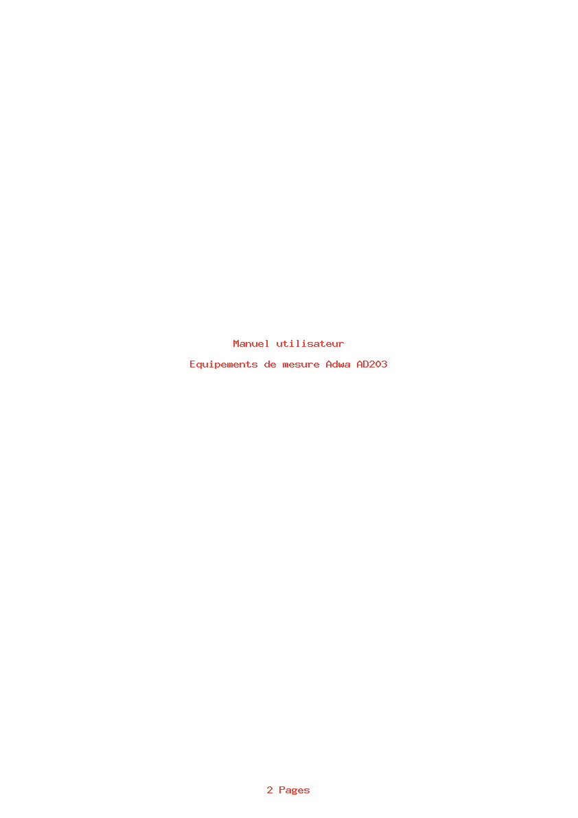 Page 1 de la notice Manuel utilisateur Adwa AD203