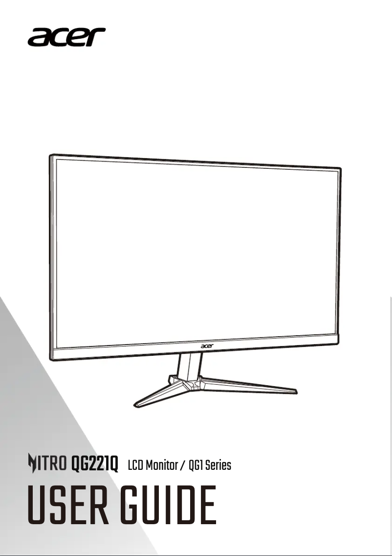 Page 1 de la notice Guide de démarrage rapide Acer QG221QH