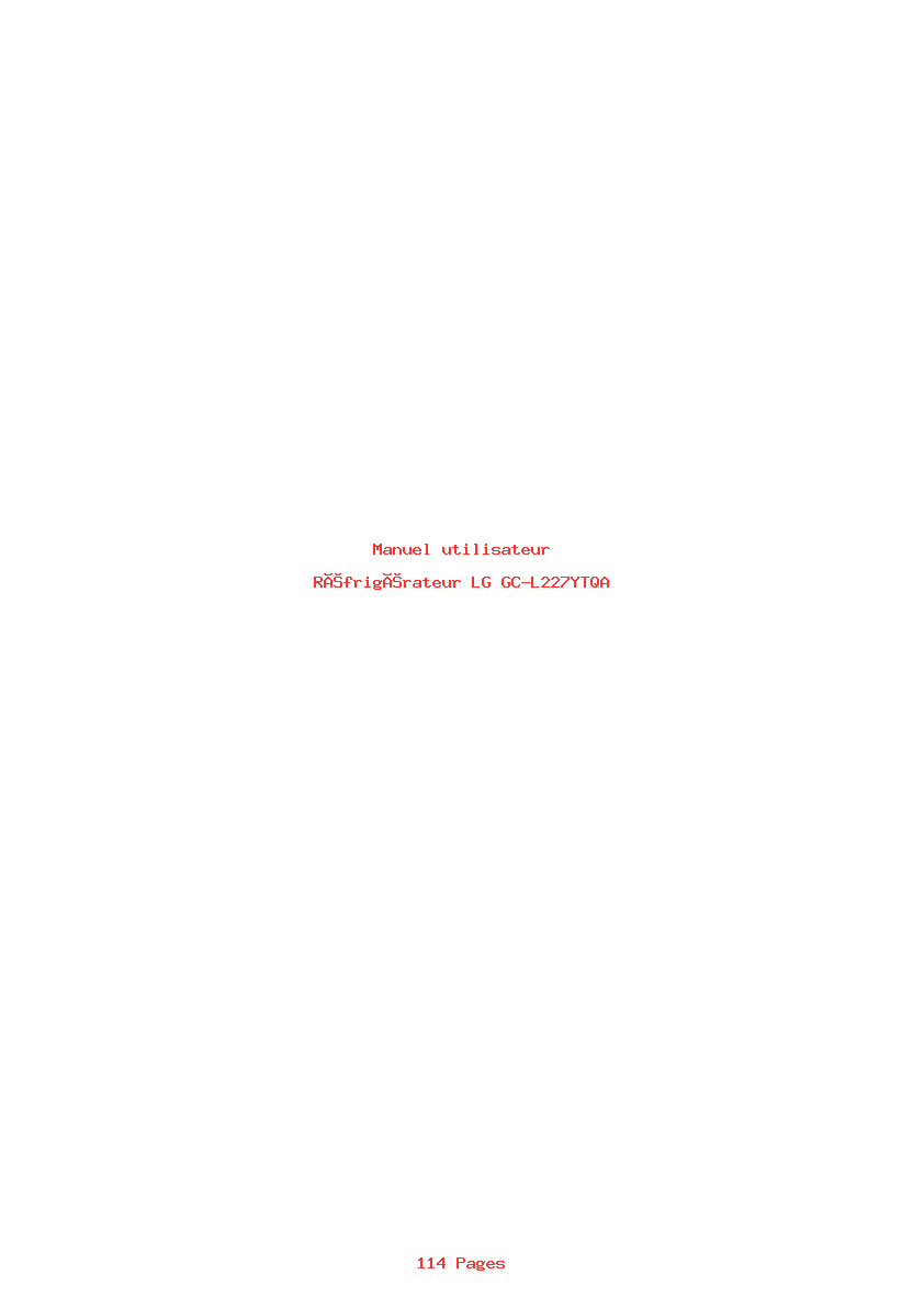 Page 1 de la notice Manuel utilisateur LG GC-L227YTQA