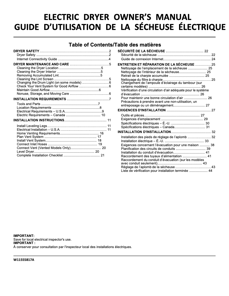 Page 1 de la notice Manuel utilisateur Maytag MEDC465HW