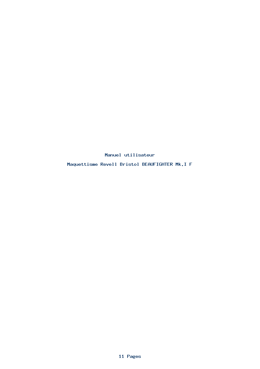 Page 1 de la notice Manuel utilisateur Revell Bristol BEAUFIGHTER Mk.I F