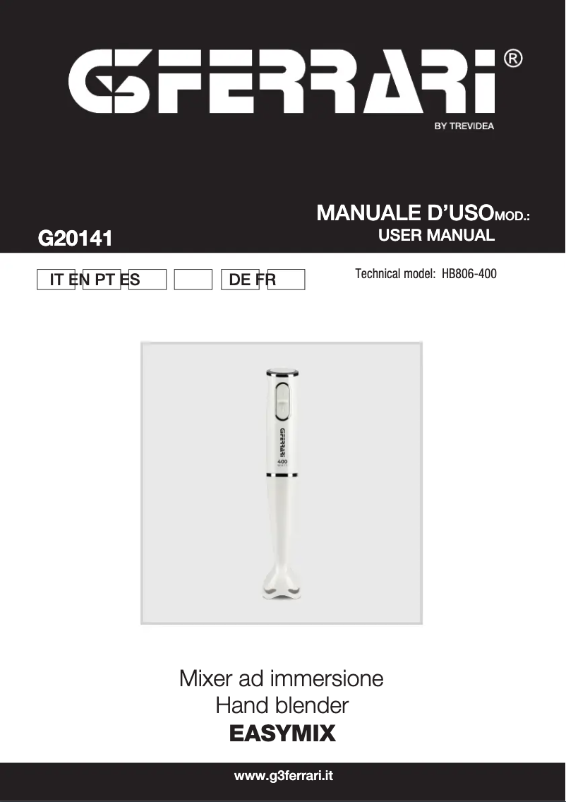 Page 1 de la notice Manuel utilisateur G3 Ferrari Easymixx G20141