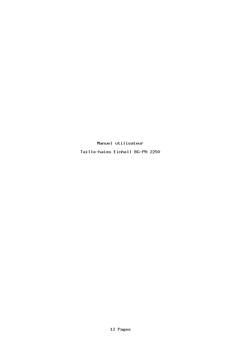 Page 1 de la notice Manuel utilisateur Einhell BG-PH 2250