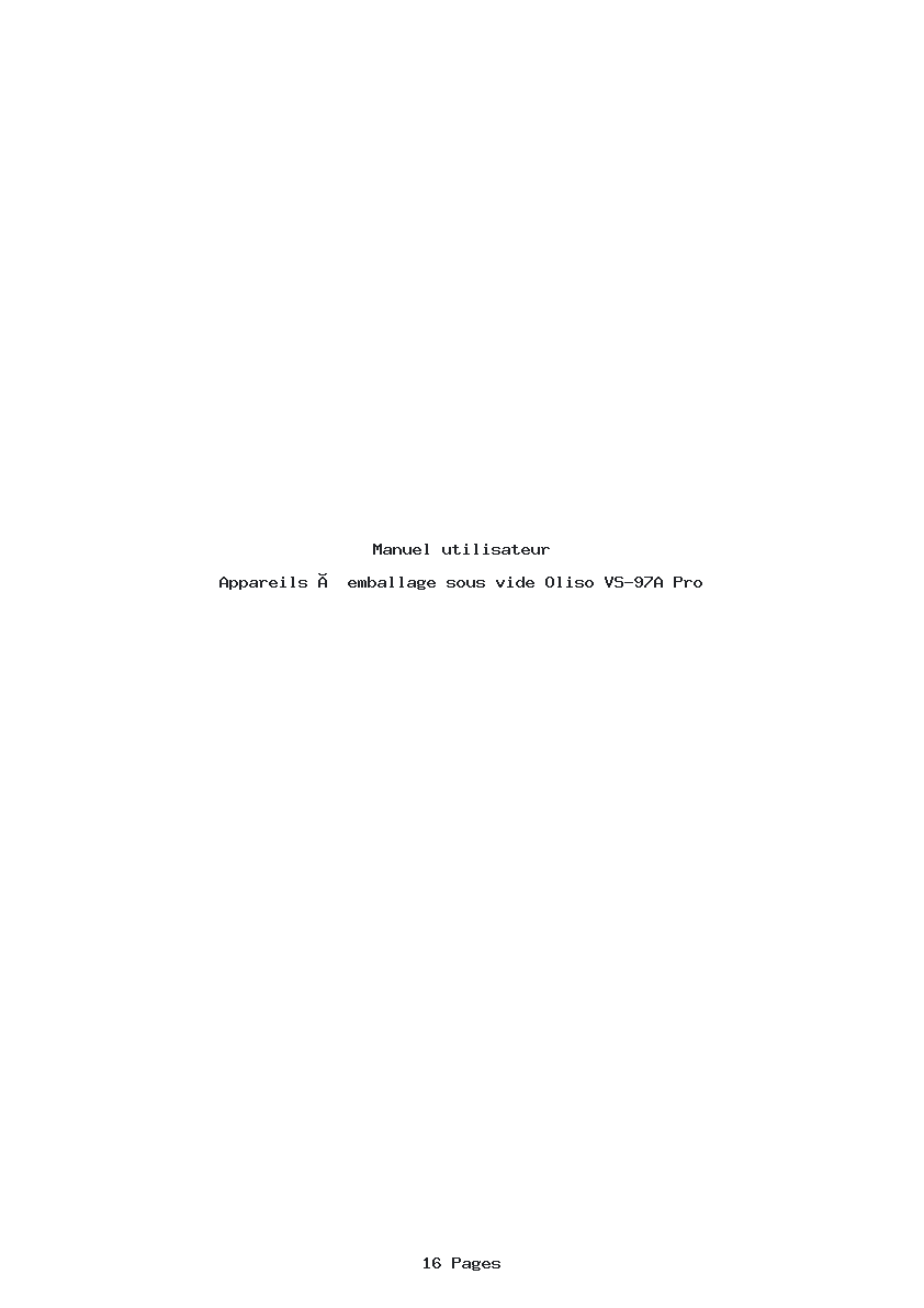 Page 1 de la notice Manuel utilisateur Oliso VS-97A Pro