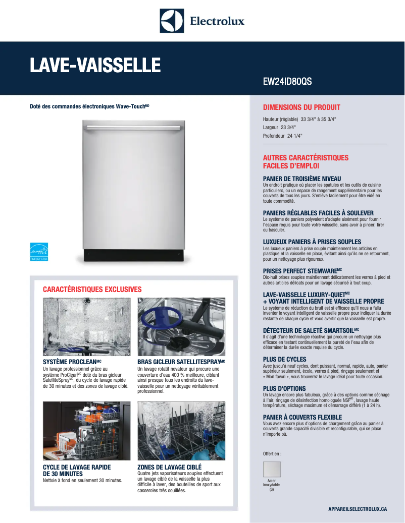 Página 1 del manual Ficha técnica Electrolux EW24ID80QS