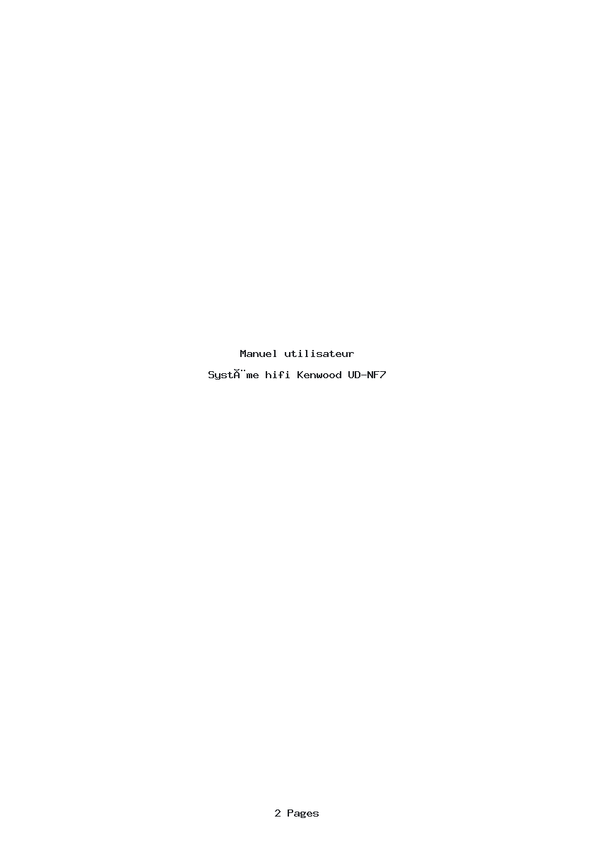 Page 1 de la notice Manuel utilisateur Kenwood UD-NF7