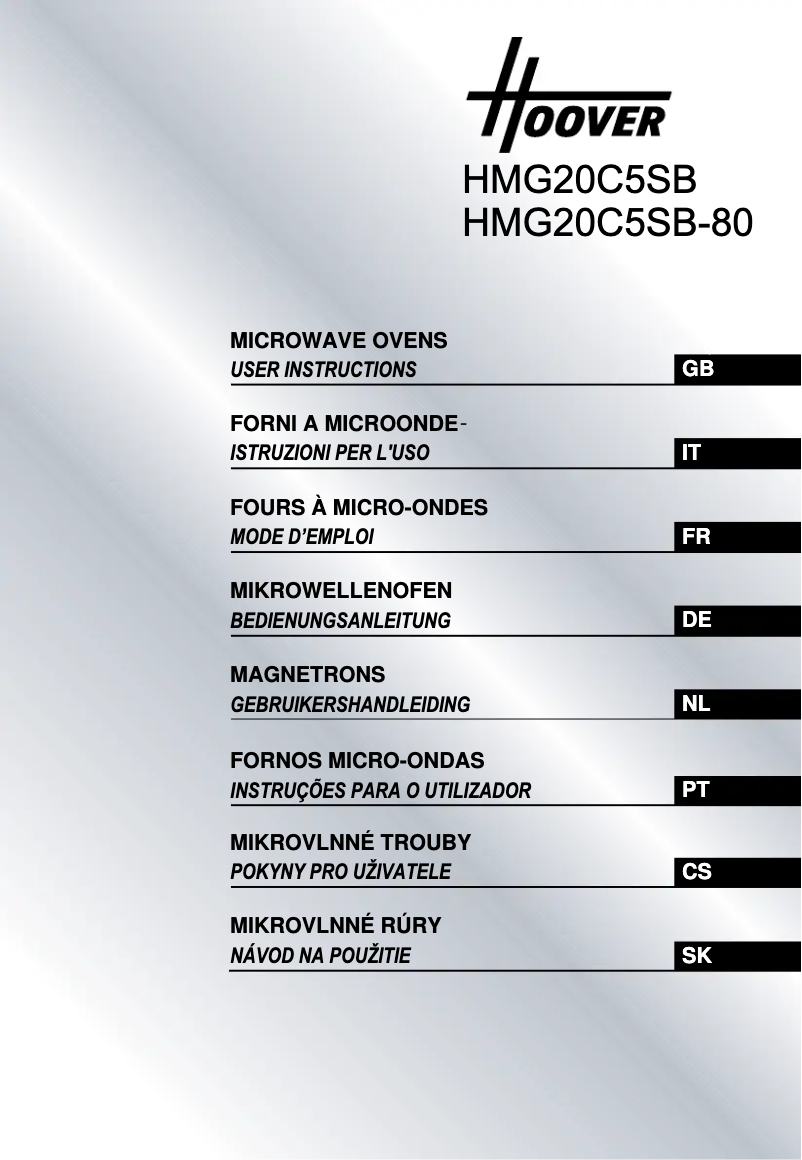 Page 1 de la notice Manuel utilisateur Hoover HMG20C5SB-80