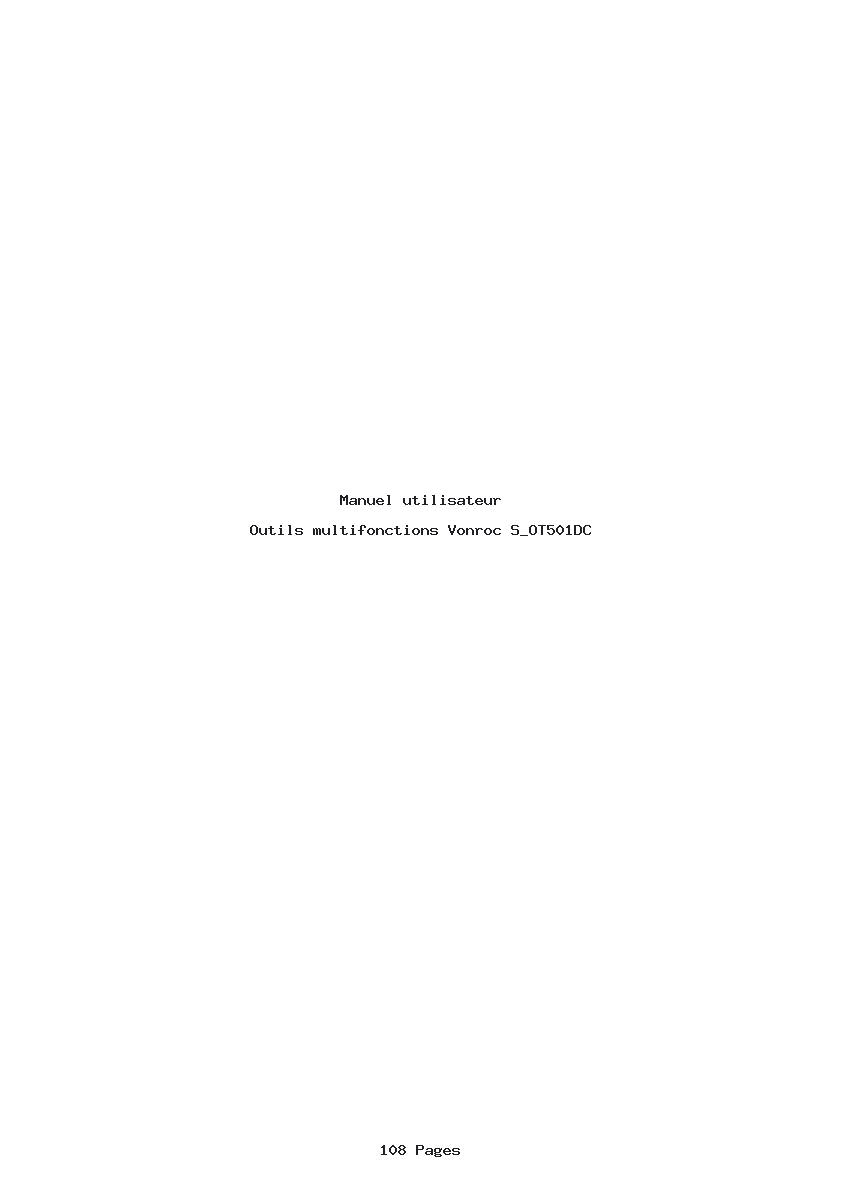 Page 1 de la notice Manuel utilisateur Vonroc S_OT501DC