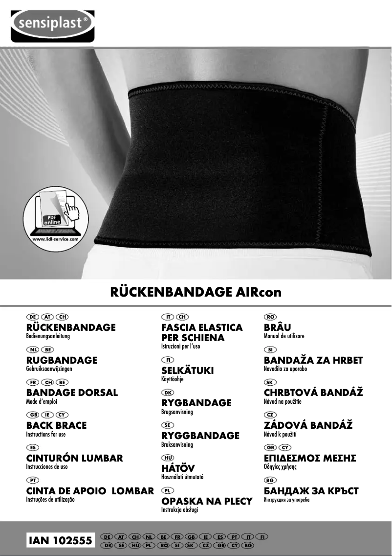 Page 1 de la notice Manuel utilisateur Sensiplast IAN 102555