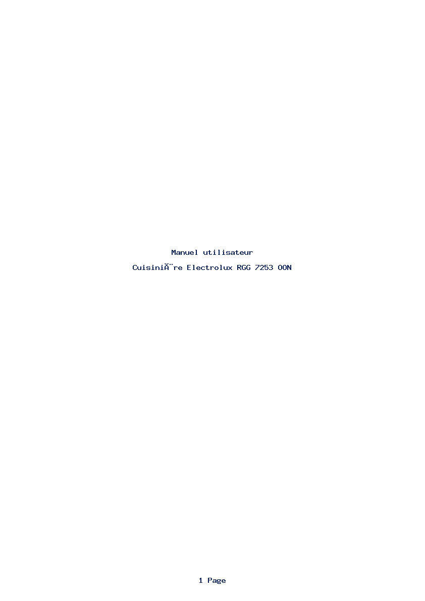 Page 1 de la notice Manuel utilisateur Electrolux RGG 7253 OON