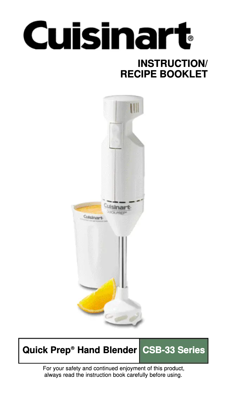 Page 1 of the manual User Manual Cuisinart CSB-33