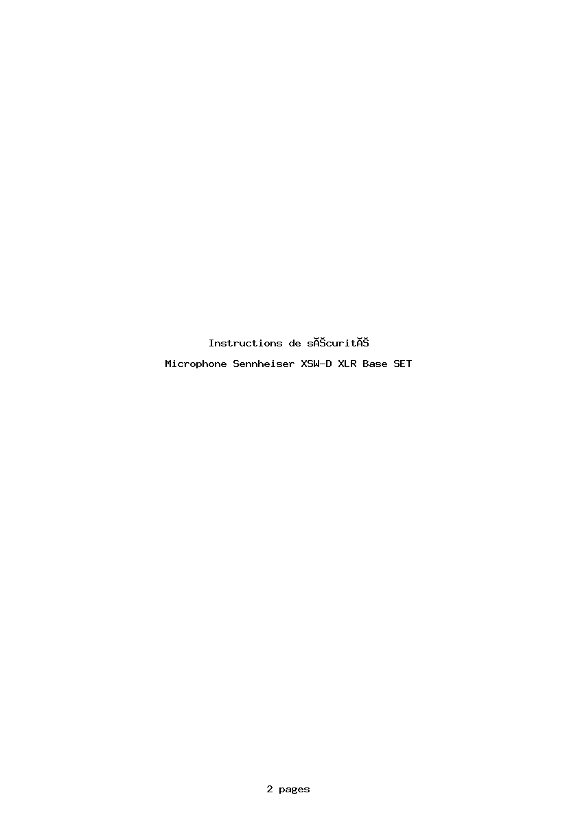 Page 1 de la notice Instructions de sécurité Sennheiser XSW-D XLR Base SET