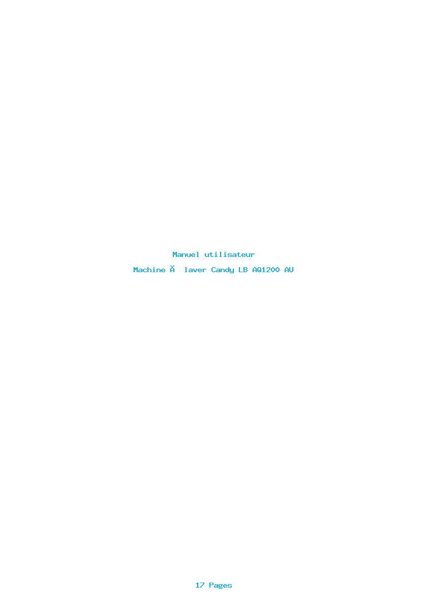 Page 1 de la notice Manuel utilisateur Candy LB AQ1200 AU