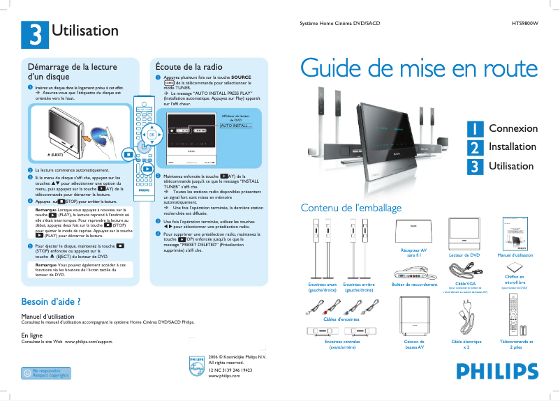 Página 1 del manual Guía de inicio rápido Philips Cineos HTS9800W