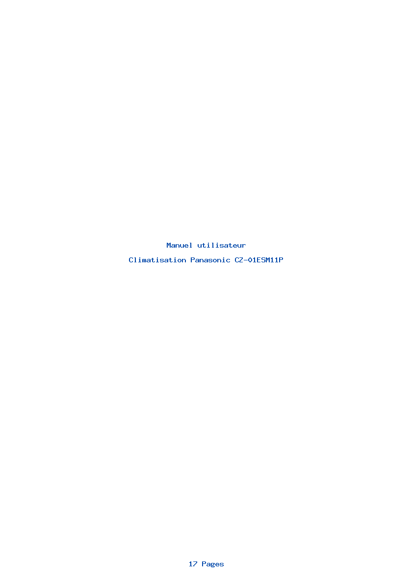 Page 1 de la notice Manuel utilisateur Panasonic CZ-01ESM11P