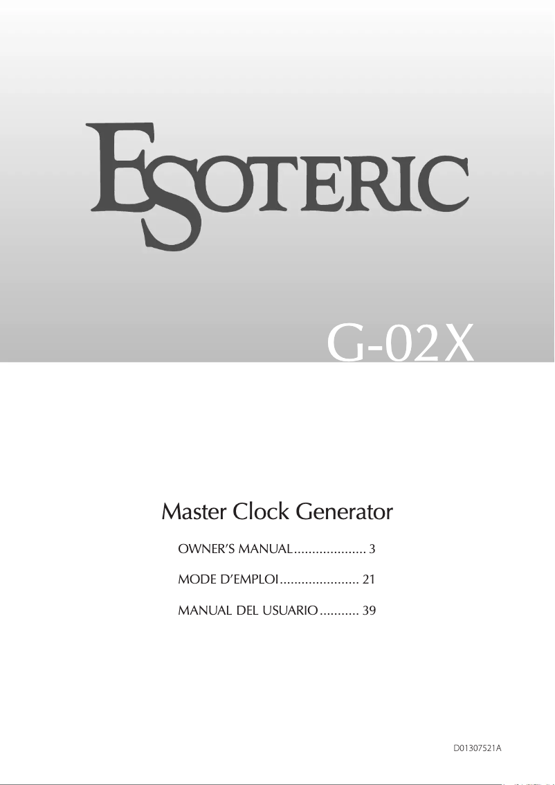 Page 1 de la notice Manuel utilisateur Esoteric G-02X