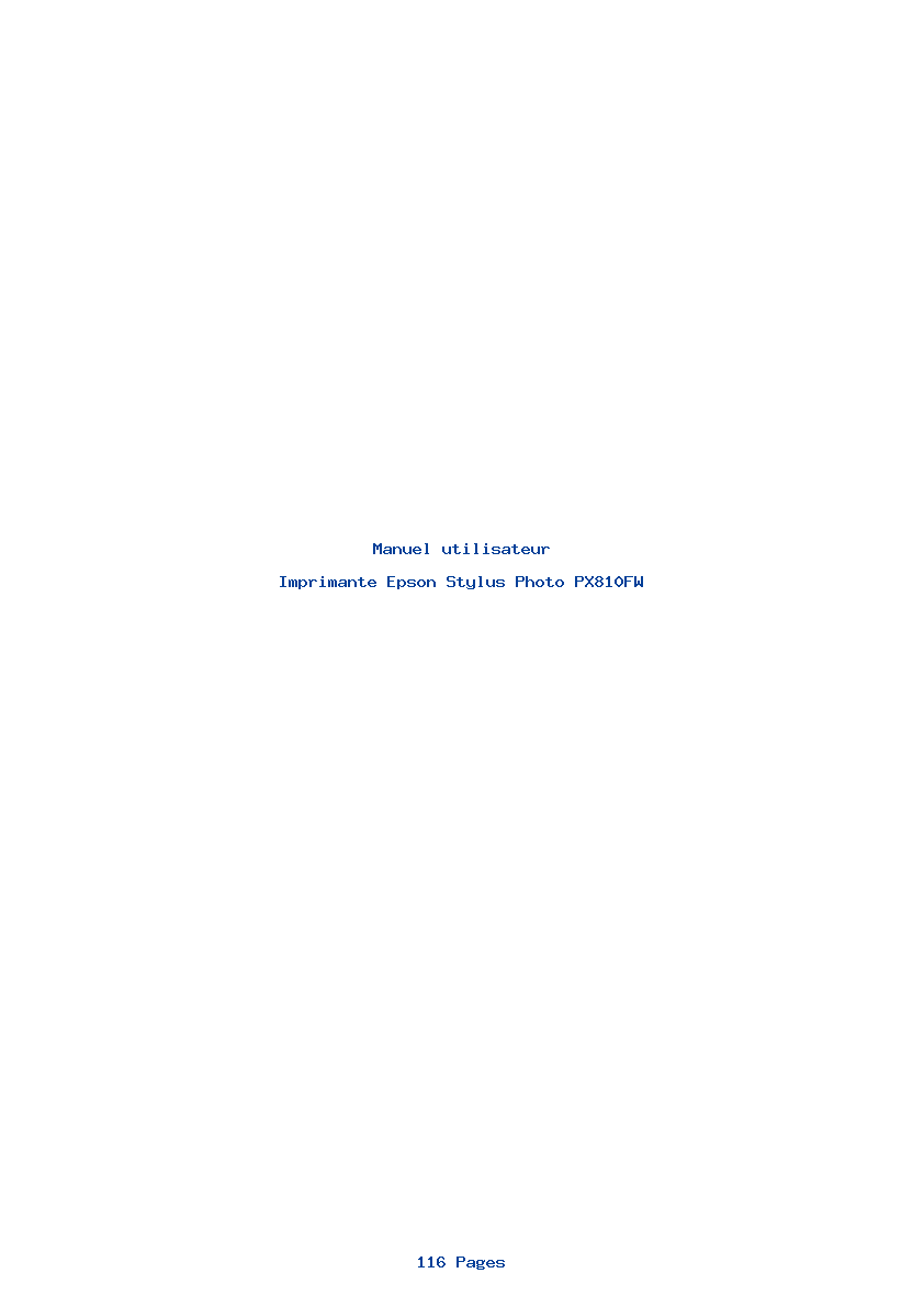 Page 1 de la notice Manuel utilisateur Epson Stylus Photo PX810FW