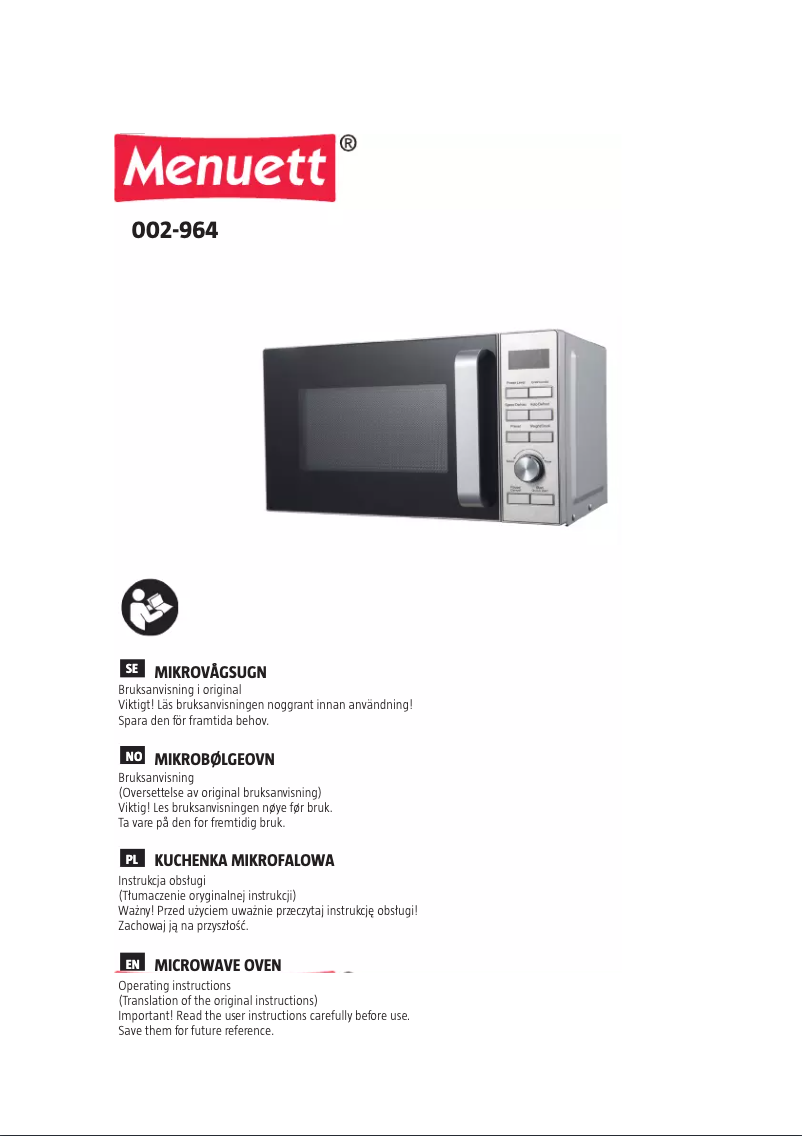 Page 1 de la notice Manuel utilisateur Menuett 002-964