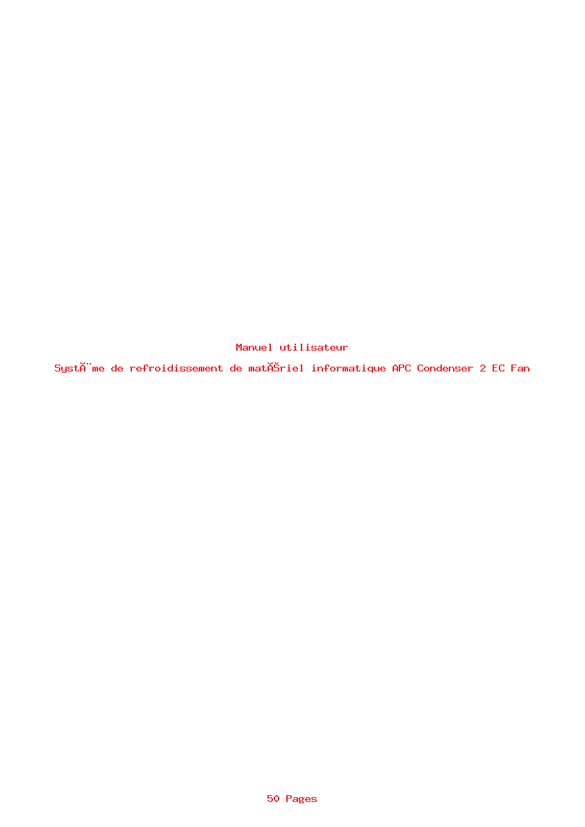 Page 1 de la notice Manuel utilisateur APC Condenser 2 EC Fan