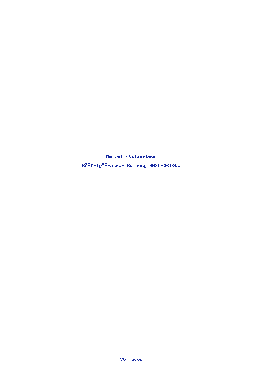 Page 1 de la notice Manuel utilisateur Samsung RR35H6610WW