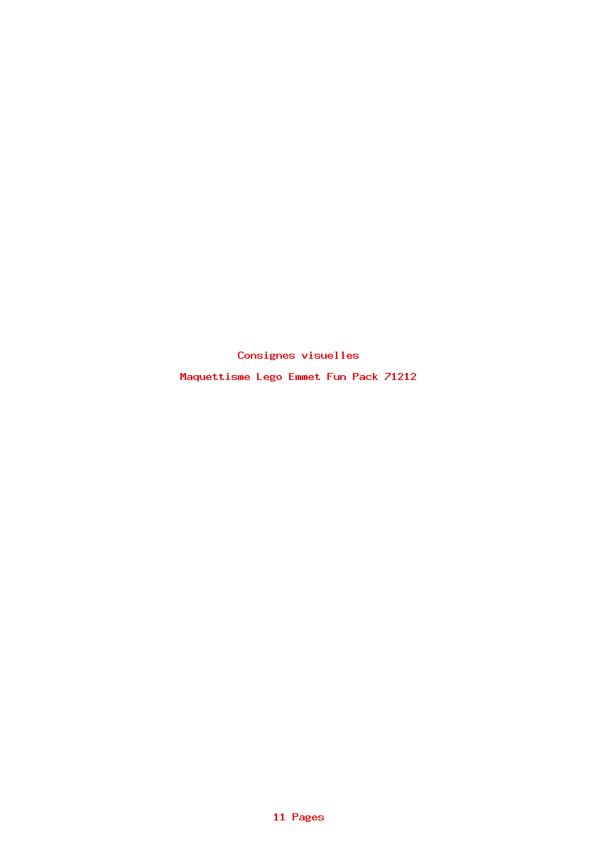 Page 1 de la notice Consignes visuelles Lego Emmet Fun Pack 71212
