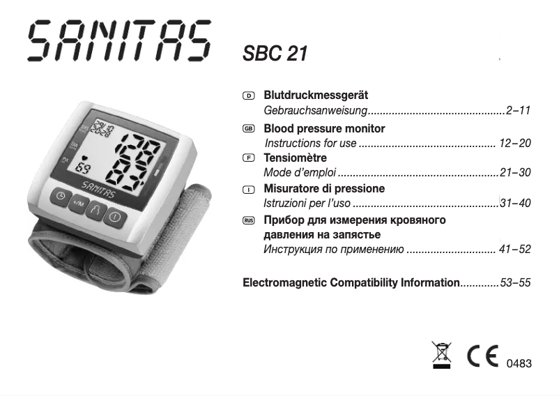 Page 1 de la notice Manuel utilisateur Sanitas SBC 21