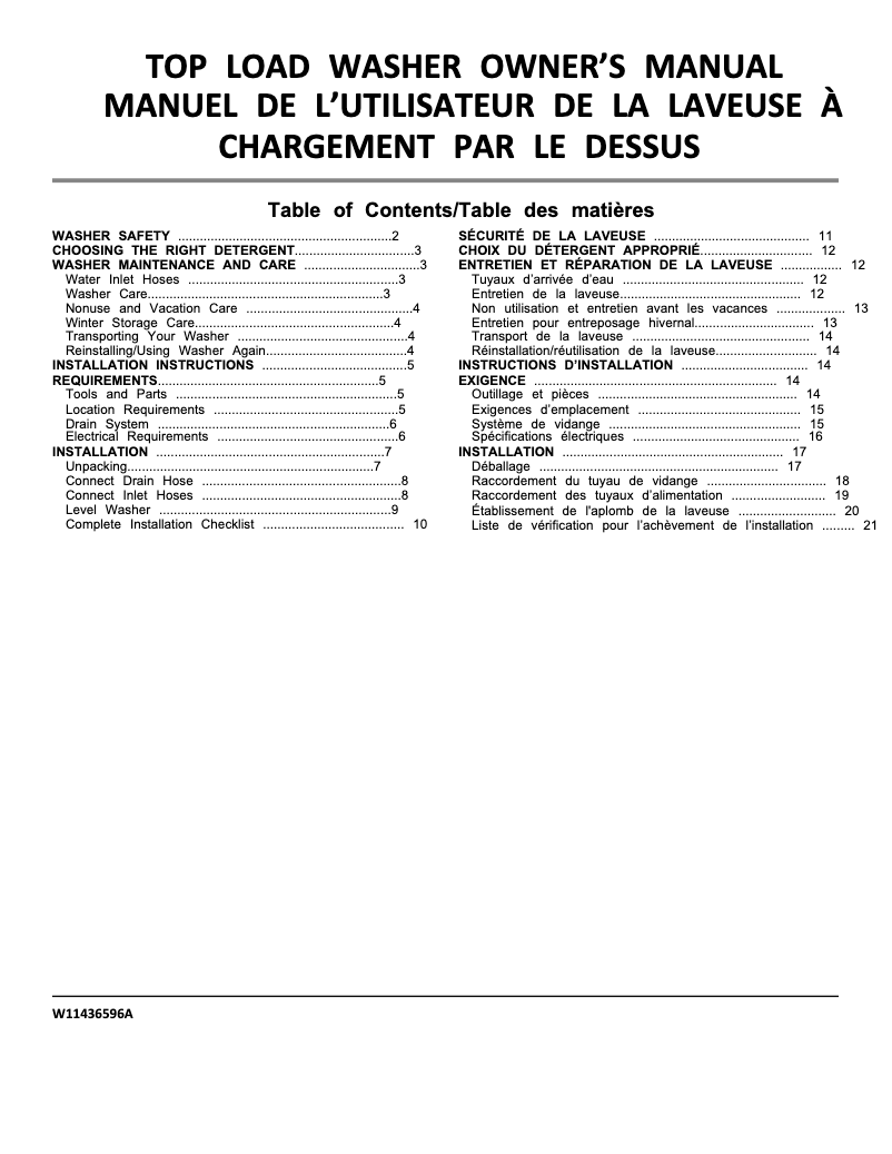 Page 1 de la notice Manuel utilisateur Whirlpool WHLAUWED5000DW1