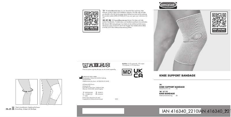 Page 1 de la notice Manuel utilisateur Sensiplast IAN 416340