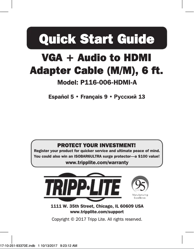 Page 1 de la notice Manuel utilisateur Tripp Lite P116-006-HDMI-A