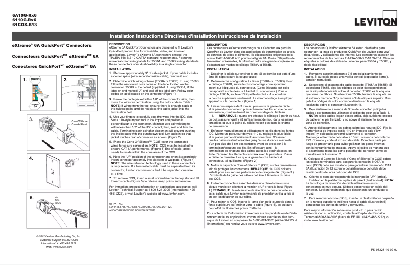 Page 1 de la notice Manuel utilisateur Leviton 6110G-RE6